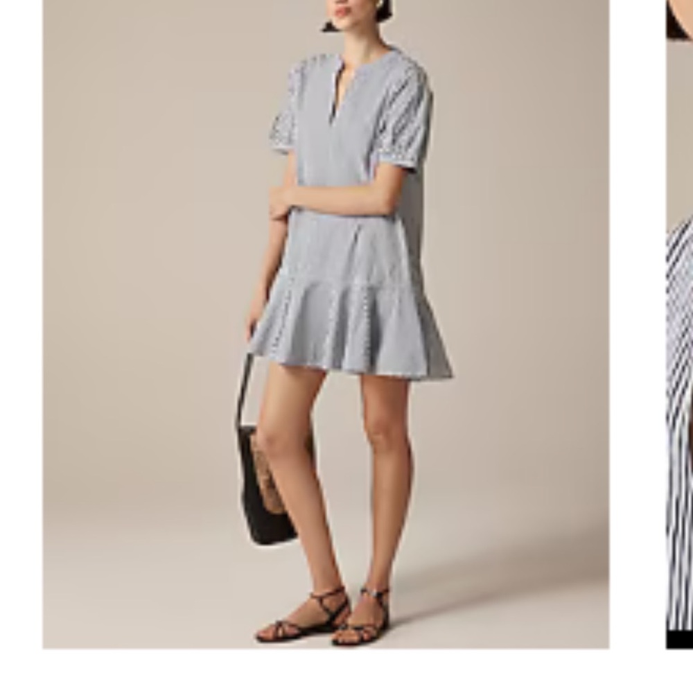 J. Crew Blue and White Striped Midi Dress